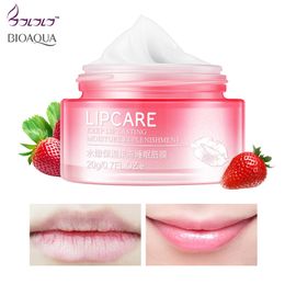 BIOAQUA Strawberry Lip Sleeping Mask Exfoliator Lips Balm Moisturizer Nourish Lip Plumper Enhancer Vitamin Skin Care Night Cream