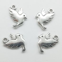 150pcs pigeons dove antique silver charms pendants jewelry DIY Necklace Bracelet Earrings accessories 14*14mm Customize Generation delivery