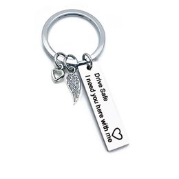 Drive safe I need you here with me keychain small birthday gift stainless steel key chain for boy friend