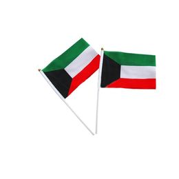 Kuwait Hand Flag Held Waving Flag for Outdoor Indoor Usage ,100D Polyester Fabric, Make Your Own Flags