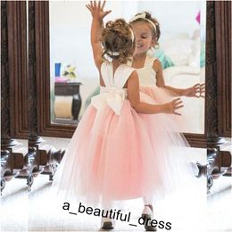 Cute Flower Girl Dresses Princess Ivory White Light Pink Puffy Tulle Formal Gowns for Weddings Ankle Length Girls Wear FG1254