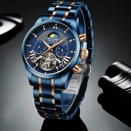 HAIQIN 2020 Automatic Mens Watches Top brand luxury men watch Blue mechanical wristwatch men waterproof reloj hombre tourbillon