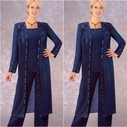 Eleagnt Grandmother of the bride pant outfits Pant Suit Women for Wedding For Men Wedding Long Jacket With Crystal Square Neck Custom Made