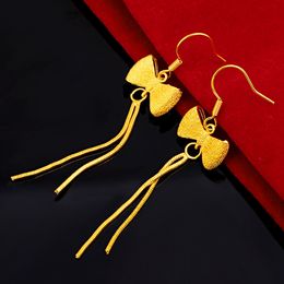 Tassel Hook Fish Dangle Earrings Yellow Gold Filled Butterfly Womens Earrings Beautiful Animal Shaped