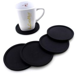 Silicone Drink Coaster Non-Slip Rubber Coasters Cup Dish Mats Raised Lip Catches Water Pot Holder Durable Flexible Home