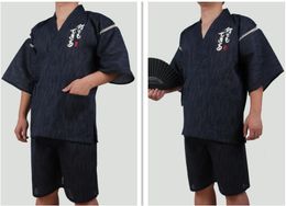 2019 Men Kimono Pyjamas Set Yukata Shirt Pants Printed Cotton Breathable Summer Japanese Style Household New