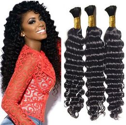 Malaysian human hair Bulk for black women deep curly Bulks Hair no weft