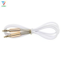 300pcs/lot 3.5mm Jack Stereo 1m/3.3ft Audio Cable Male to Male Aux Cable Wire Cord with 2 side Spring Protective protection Cover