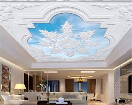 3d Home Wallpaper HD Embossed Flowers Beautiful Sky Custom Interior Zenith Decoration High-end Silk Mural Wallpaper