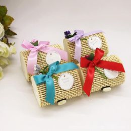 Vintage Forest Pure natural bamboo Wedding Candy Box for Wedding Gift Party Favour Package Boxes With ribbon LX2347