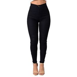 Wholesale Fashion Women Long Jeans Solid Color Denim Tights Leggings Skinny Pencil Pants Slim Denim Trousers
