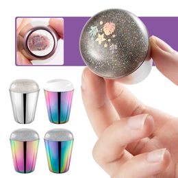 Nail Art Stamper Holographic Transparent Silicone Head With Scraper Manicure Stamping Template Plate Image Transfer Tools