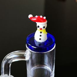 Cartoon Snowman Glass Carb Cap For Quartz Banger Smoking Accessories Colorful High Quality Cute Caps Dab Tool