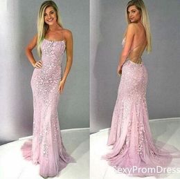 2020 New Pink Lace Mermaid Cheap Special Occasion Dresses Fromal Evening Gowns Sexy Prom Dresses Long paolo sebastian African Dress