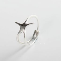 New Arrival Real 925 Sterling Silver Starfish Wedding Band Finger Rings Women Ladies Sterling-Silver-Jewelry S925 YMR245