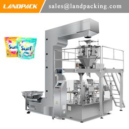 Cleaning Capsule Premade Stand Up Pouch Fill And Seal Machine With Z Type Conveyor/ Multi Head Weigher