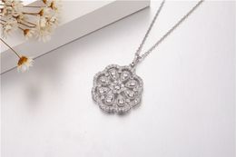 Hot Sell 925 Sterling silver Flower Necklaces Pendants High Quality Diamond For Women Birthday Gift Cocktail Jewelry