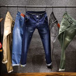 AIRGRACIAS Brand 2019 New Jeans Men Business Casual Stretch Slim Jeans 5 Color Classic Trousers Denim Pants Jean Men