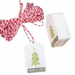 50PCs Paper Tags With String DIY Craft Label Luggage Party Favour Christmas Decoration Hanging Ornaments For Home