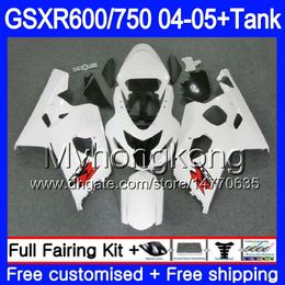 Body +Glossy white Tank For SUZUKI GSXR 750 GSX R750 K4 GSXR 600 GSX-R600 04 05 295HM.20 GSXR-750 GSXR600 04 05 GSXR750 2004 2005 Fairings