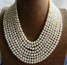 Classic 7-8.mm round South Sea 100-inch white pearl necklace