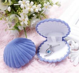 Shell Shape Lovely Velvet Wedding Engagement Ring Box For Earrings Necklace Bracelet Jewellery Display Gift Box Holder 40pcs/lot GB393