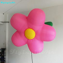 1.5m Inflatable Hanging Flower Cute Pink Flower with Green Stem Inflation Plant Decoration