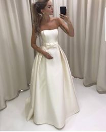 Simple Strapless A-line Wedding Dress Matte Satin High Quality Bride Gown Custom Made Ivory Bridal Long Dress Mariage Back Zipper Vestidos