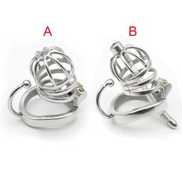 2 Styles Stainless Steel Cock Ring Super Small Chastity Cage Device with Catheter Bndage Fetish bdsm sex toys for men