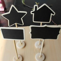Mini Cute House/Flower/Star/Heart Shaped Wooden Message Blackboards with Base for Wedding Parties/Receptions Decoration