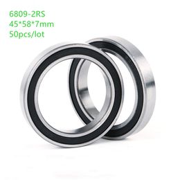 50pcs/lot 6809RS 6809-2RS 6809 RS 2RS ball bearing 45*58*7mm Thin wall Deep Groove Ball Bearing Rubber cover 45x58x7mm