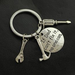 Keyring ''If Dad Can't Fix It No One Can'' Hand Tools Keychain Hammer Screwdriver Wrench Charms Key Ring Key Holder