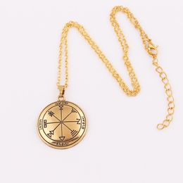 Gold Plated First Pentacle of Jupiter Key of Solomon Sign Pendant Pagan Wiccan Amulet Necklace Religions Rune Jewelry