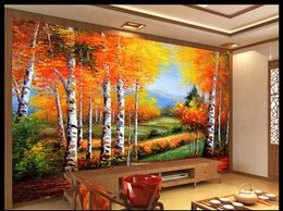 2019 Murals Wallpaper Golden Autumn HD Oil Painting Background Wall Indoor TV Background Wall Decoration Mural Wall paper