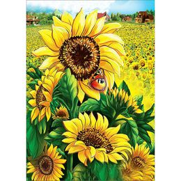 Diy 5d Diamond Painting Cross Stitch Kits Rhinestone Full Round Diamond Embroidery Sunflower Home Decor Mosaic Decoration Diamond Craft Art