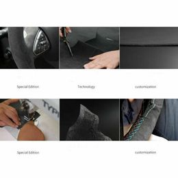 Alcantara Carbon Fibre Leather Steering Wheel Stitch Wrap Cover For Tesla Model3245T