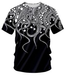 New Fashion Tentacle Octopus O Neck T-shirt Large Size Leisure 3D Printing Personality Loose Fitness Workout Tee Shirts DBX08