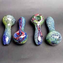 heady spoon pipes 3.9" smoking pipes Glass blue Dab Coloured Tobacco High Quality Herbal Hand Pipe