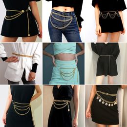 Designer recommends women039s metal chain belt Personalised creative fashion women039s body chain retro multilayer waist ch3611355