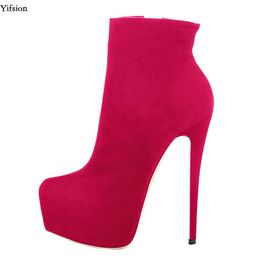 Rontic Women Winter Platform Ankle Boots Sexy Stiletto High Heels Boots Round Toe 7 Colours Party Shoes Women Plus US Size 4-15