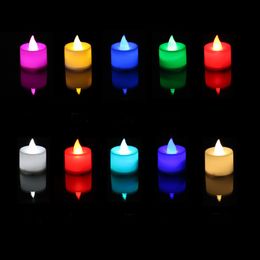 flameless candles pillars UK - New Creative Multicolor LED Candle Lamp Simulation Color Flame Light Home Festival Wedding Birthday Party Decoration Decor ST589