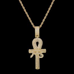 Neuankömmlinge ägyptische Ankhschlüssel des Lebens Anhänger Halskette mit Seilkette Hip Hop Silber Gold als Geschenke