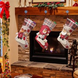 Christmas Stocking Santa Snowman Reindeer Xmas Tree Decor Gift Candy Bags Christmas Decorations Party Hanging Accessory JK1910