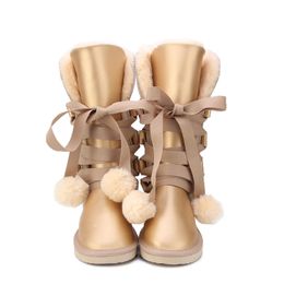 Hot Sale- Classic Women Snow Boots Leather Winter Shoes Boot bota feminina botas mujer zapatos Women waterproof Snow Boots