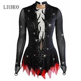 LIUHUO Women dresses wholesale good suppliers sexy party women dresses with rhinestones figure ice skating dress