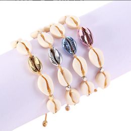Colour shell braided knotted bracelet size adjustable waterproof wax bracelet GB868