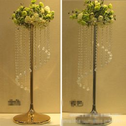 New style Wedding party stage decoration pillars with acrylic table top chandelier centerpieces best0854