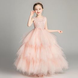 shiny flowers girls Australia - Shiny Sequins Flower Girls Dresses Sleeveless Tulle Tiered TuTu Girls Pageant Gowns Gorgeous Puffy Prom Dresses lace birthday clothes543536