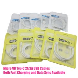 Cell Phone Cables Factory Wholesale High Speed USB Cable USB Data Cable 2A 3A Micro V8 Type C Fast Charging and Data Sync DHL Free