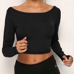 Wholesale-Gym Sports Running Thin Yoga Short T-shirt Suit Long Sleeve Shirts Fitness Workout New Women Seamless Yoga Tops High Waist